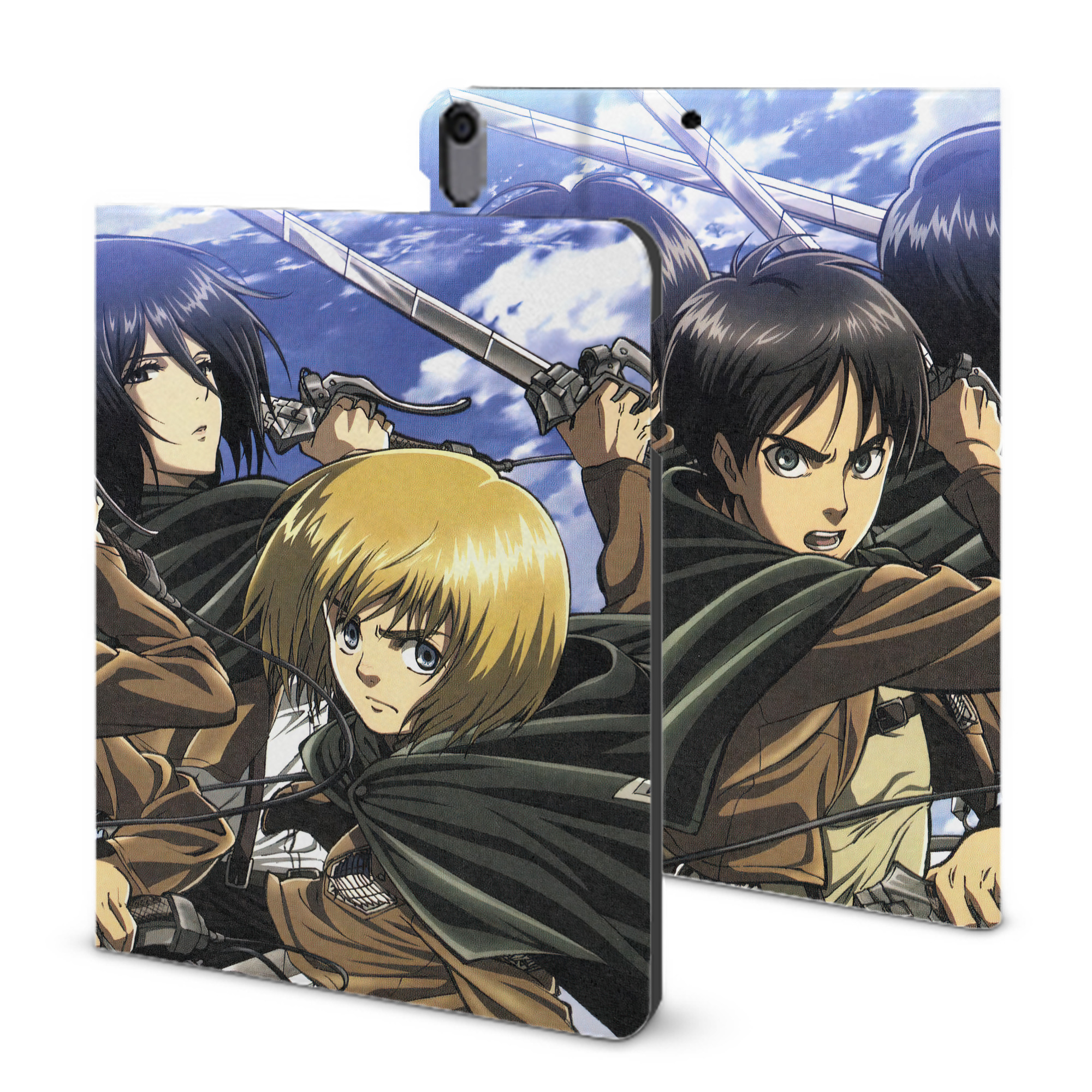 （画像用） 進撃の巨人 Attack on Titan IPad ケース ブック型 PUレザー TPU 耐衝撃 軽量 薄型 ペン収納なし 全面保護 IPad 各モデル対応